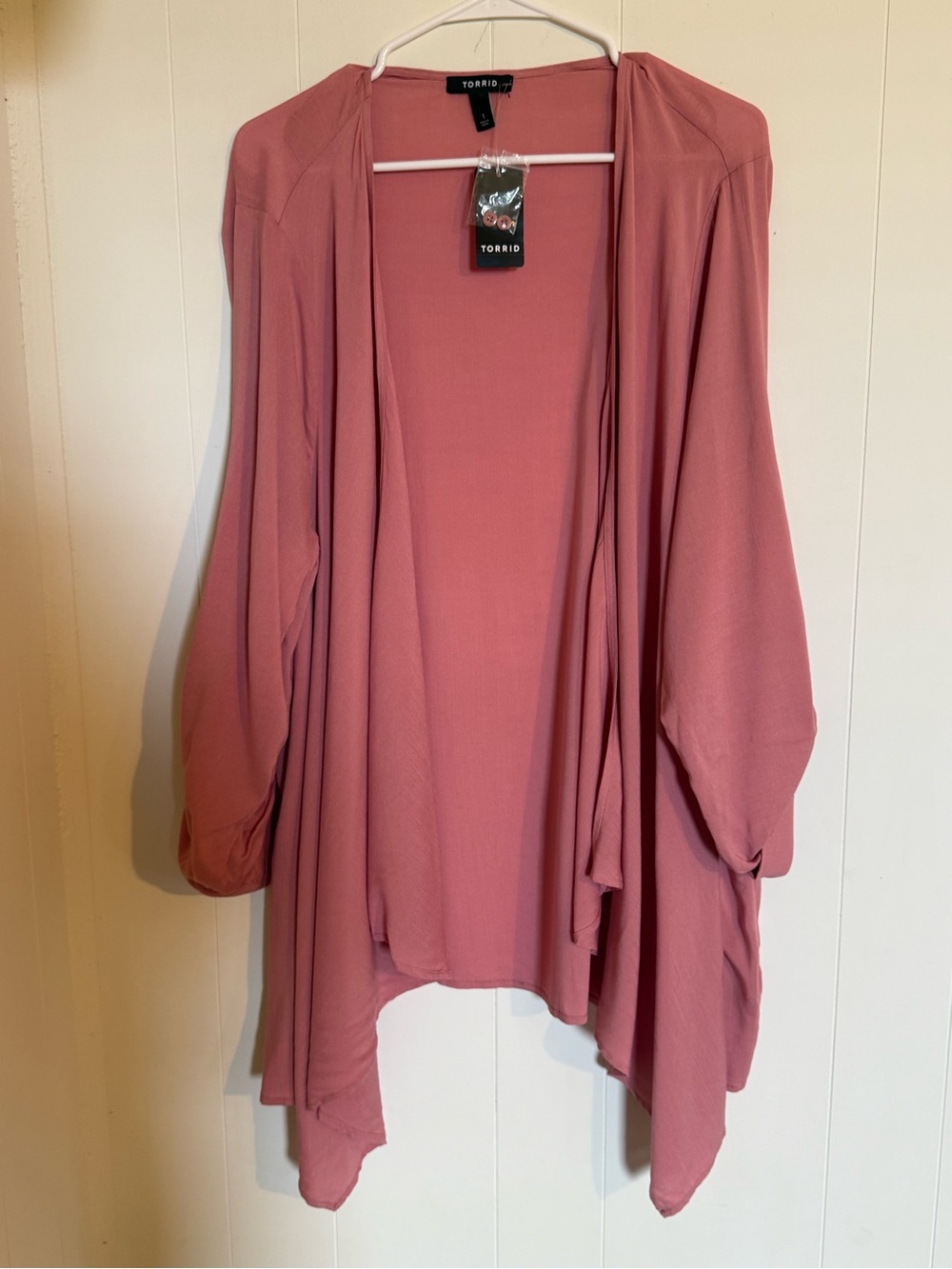 torrid Rose Dusty Open-Front Draped Cardigan